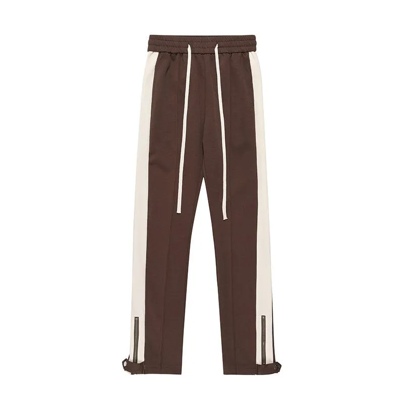 Chicmy- White Stripe Side Slit Track Pants