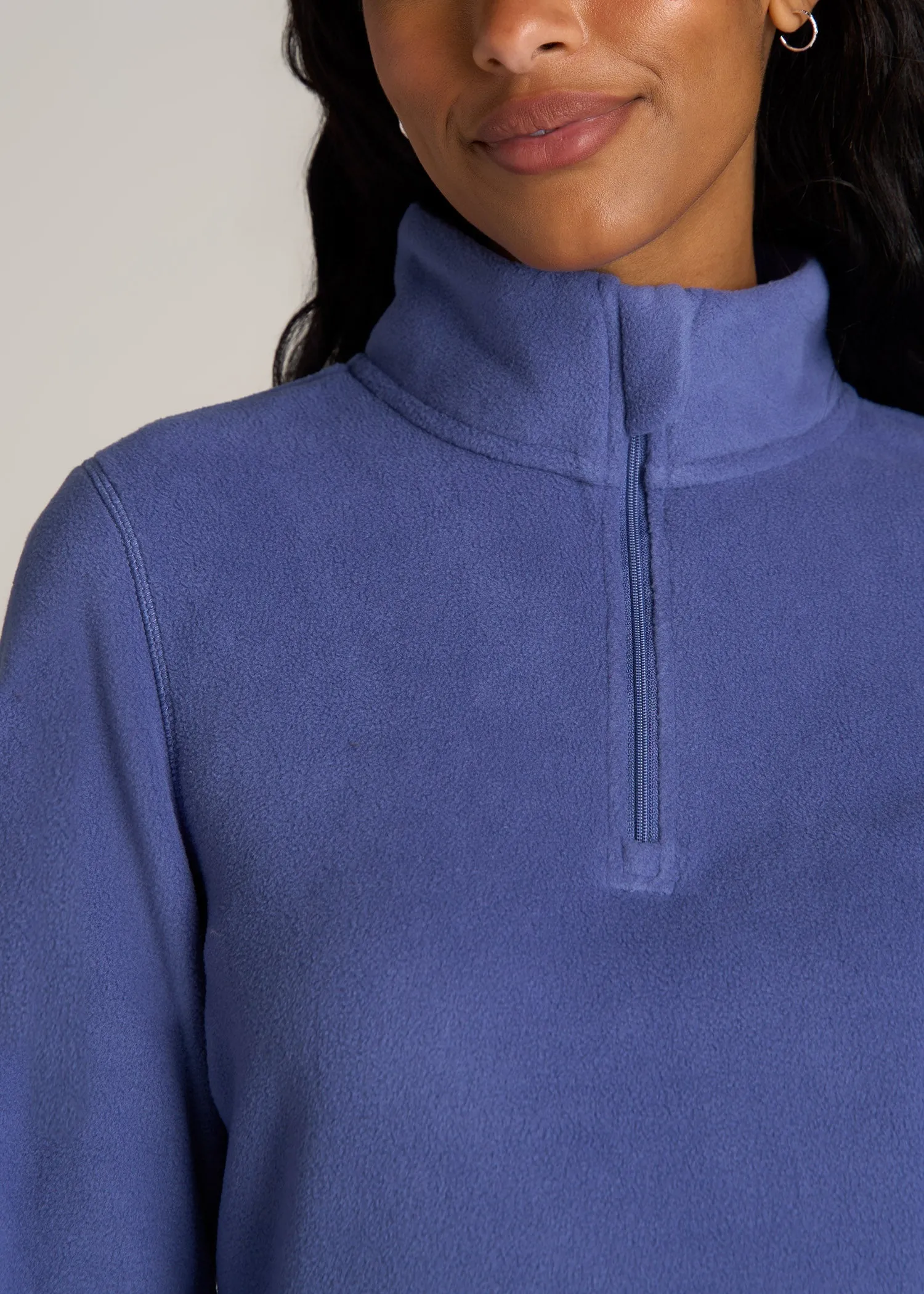 Half Zip Polar Fleece Pullover Sweater for Tall Women in Marlin Blue