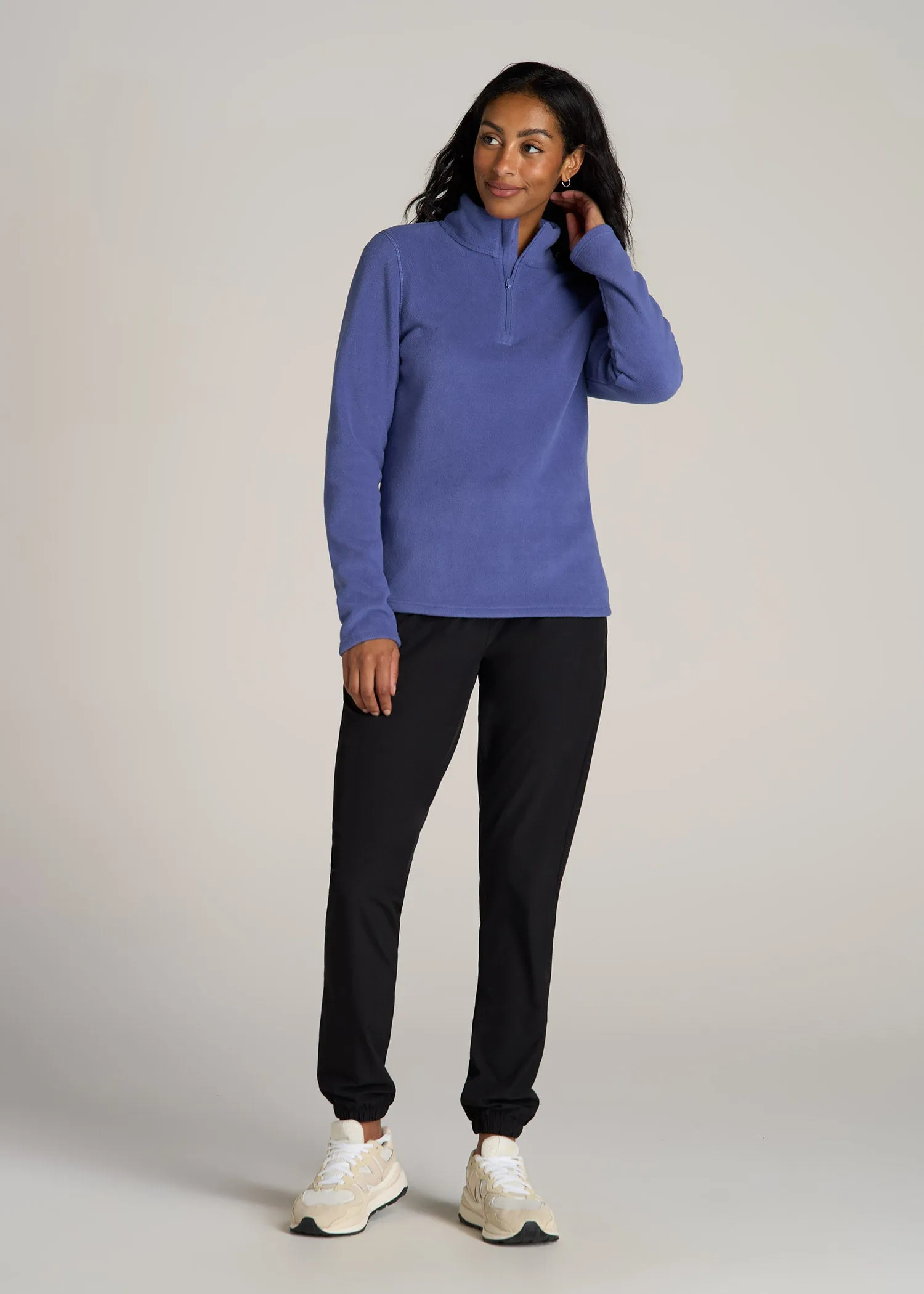 Half Zip Polar Fleece Pullover Sweater for Tall Women in Marlin Blue