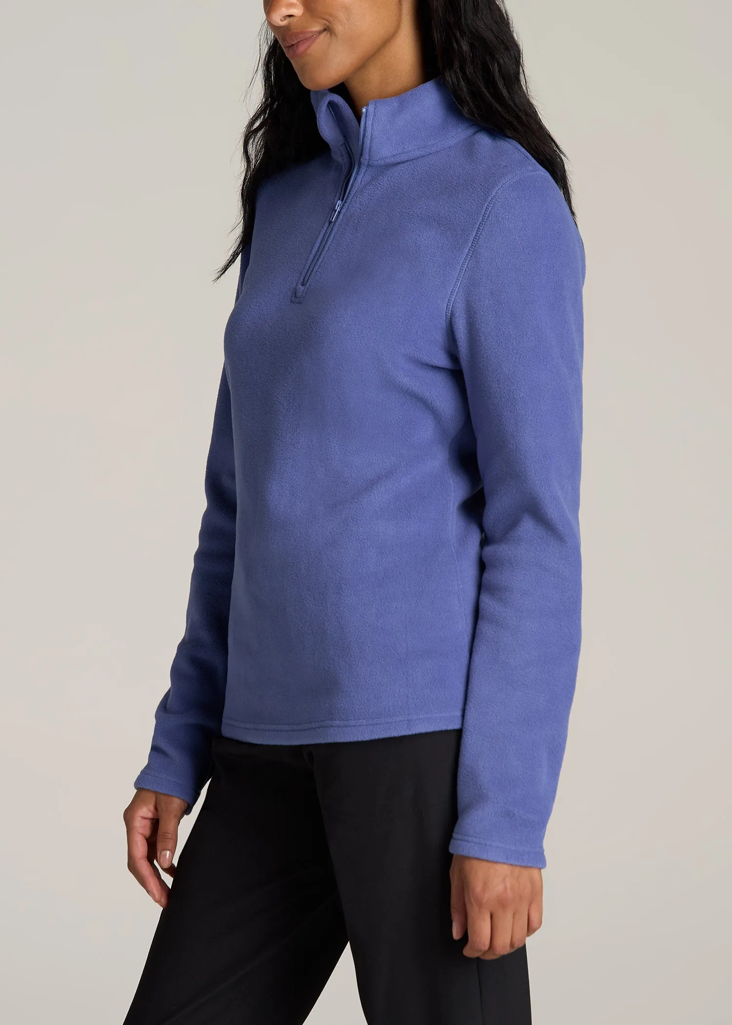 Half Zip Polar Fleece Pullover Sweater for Tall Women in Marlin Blue