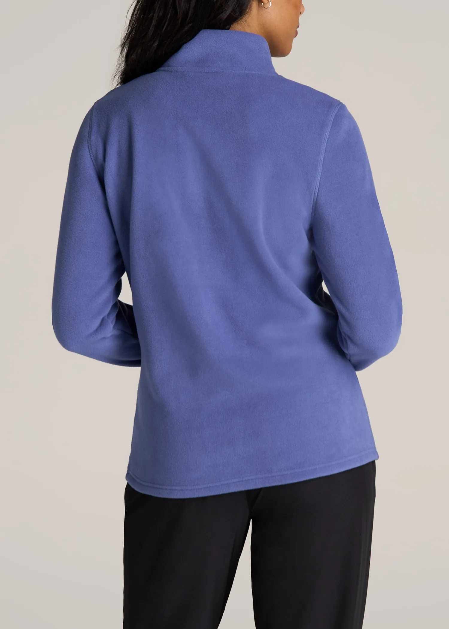 Half Zip Polar Fleece Pullover Sweater for Tall Women in Marlin Blue