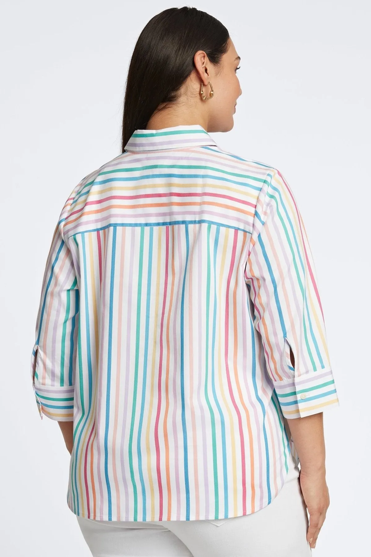 Meghan Plus No Iron Rainbow Stripe Shirt