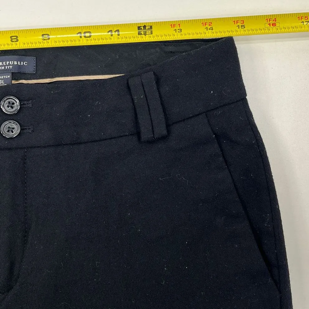 Women's Banana Republic Black 97% Wool Wide Leg Slacks Dress Pants - Size 6L